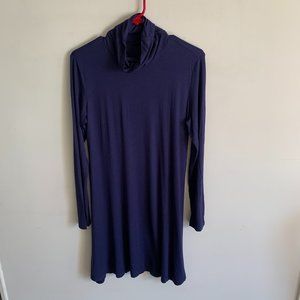 Blue Long Sleeve Cowl Neck Tee Shirt Dress Size L (12/14)